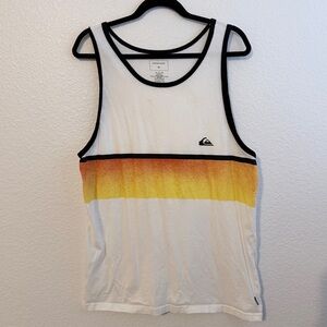 Quiksilver Men's Black and White Tank Top L/XL